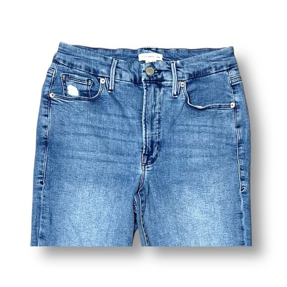 Good American 10/30 Indigo Good Straight Leg Jeans Stretch Denim Split Pockets - Picture 9 of 10